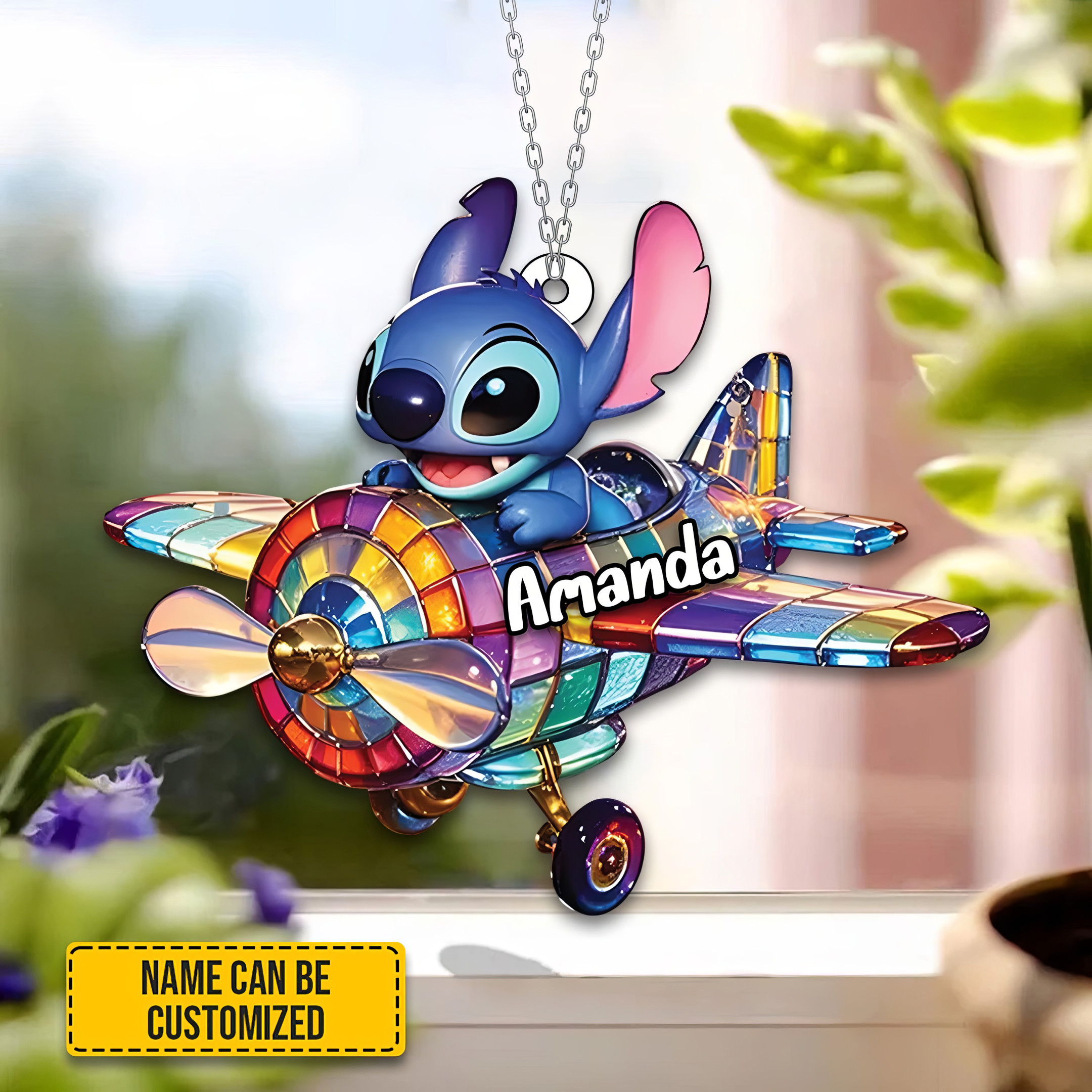 Customized Blue Stitch Plane Acrylic Window Ornament Gifts For Blue Ohana Fans-1