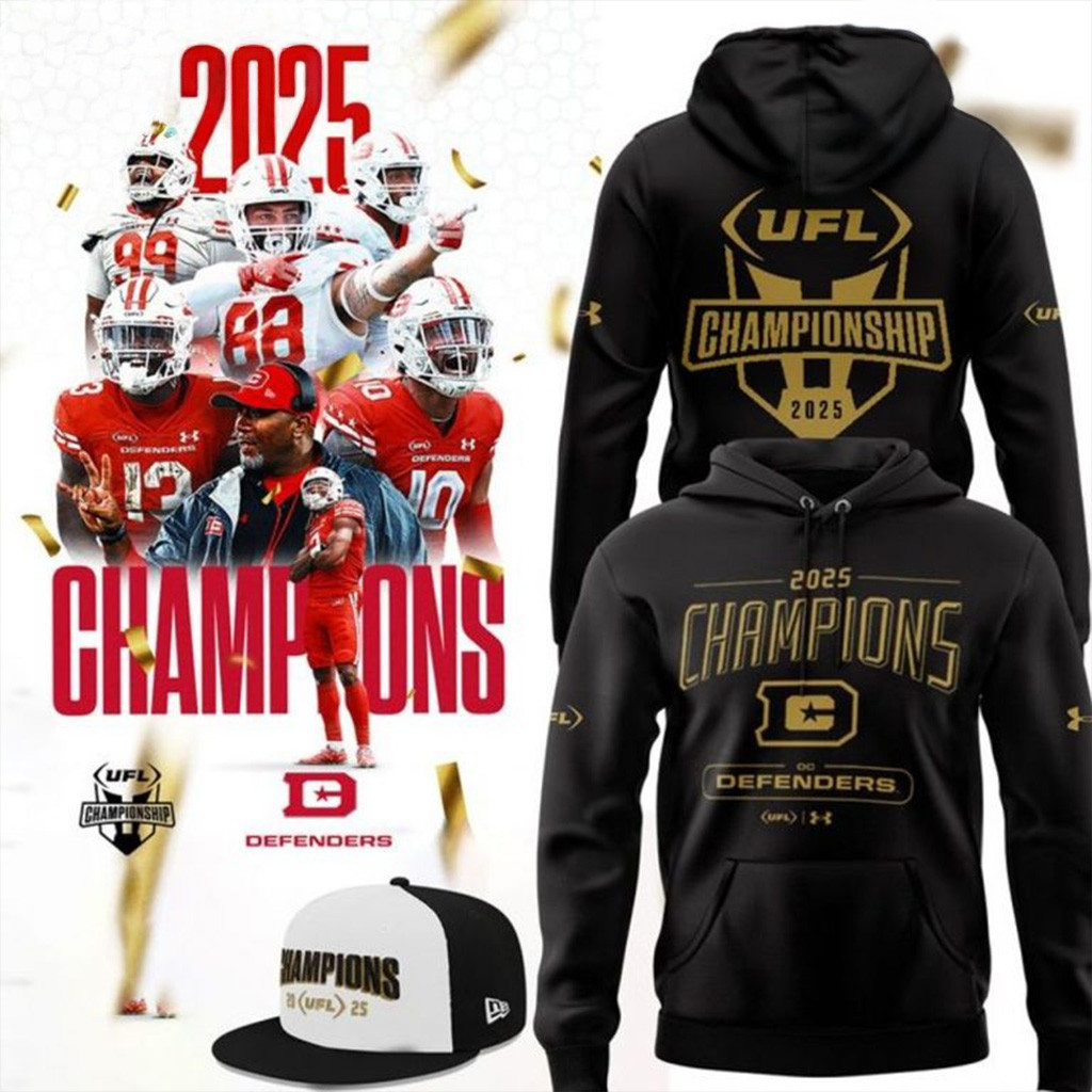 DC Defenders 2025 UFL Champions Hoodie DC Defenders Merch Gifts For Football Fan-1