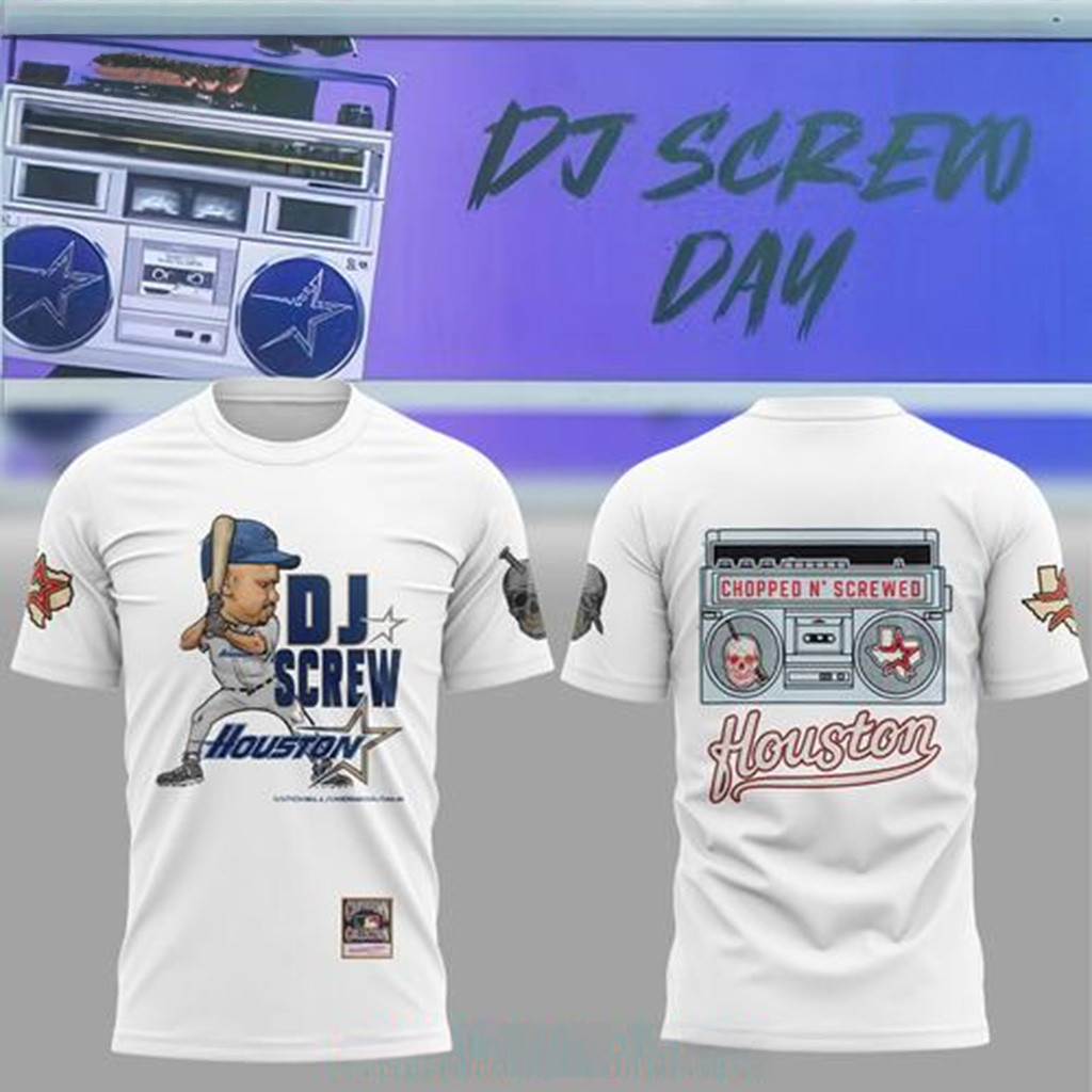DJ Screw Day Houston Chopped N' Screwed White T-Shirt Gifts For Baseball Fans-1