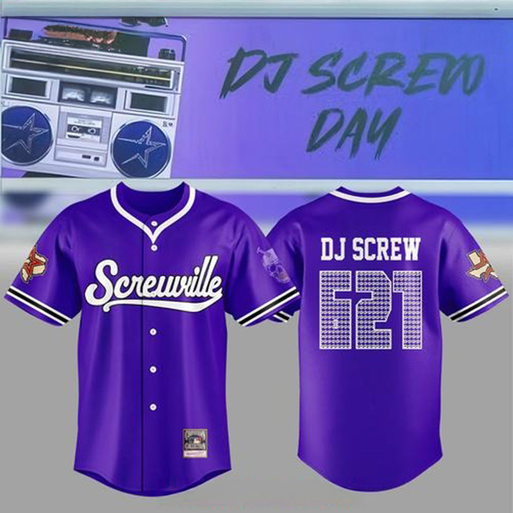 DJ Screw Screwville 621 Purple Baseball Jersey Gifts For Baseball Lovers-1