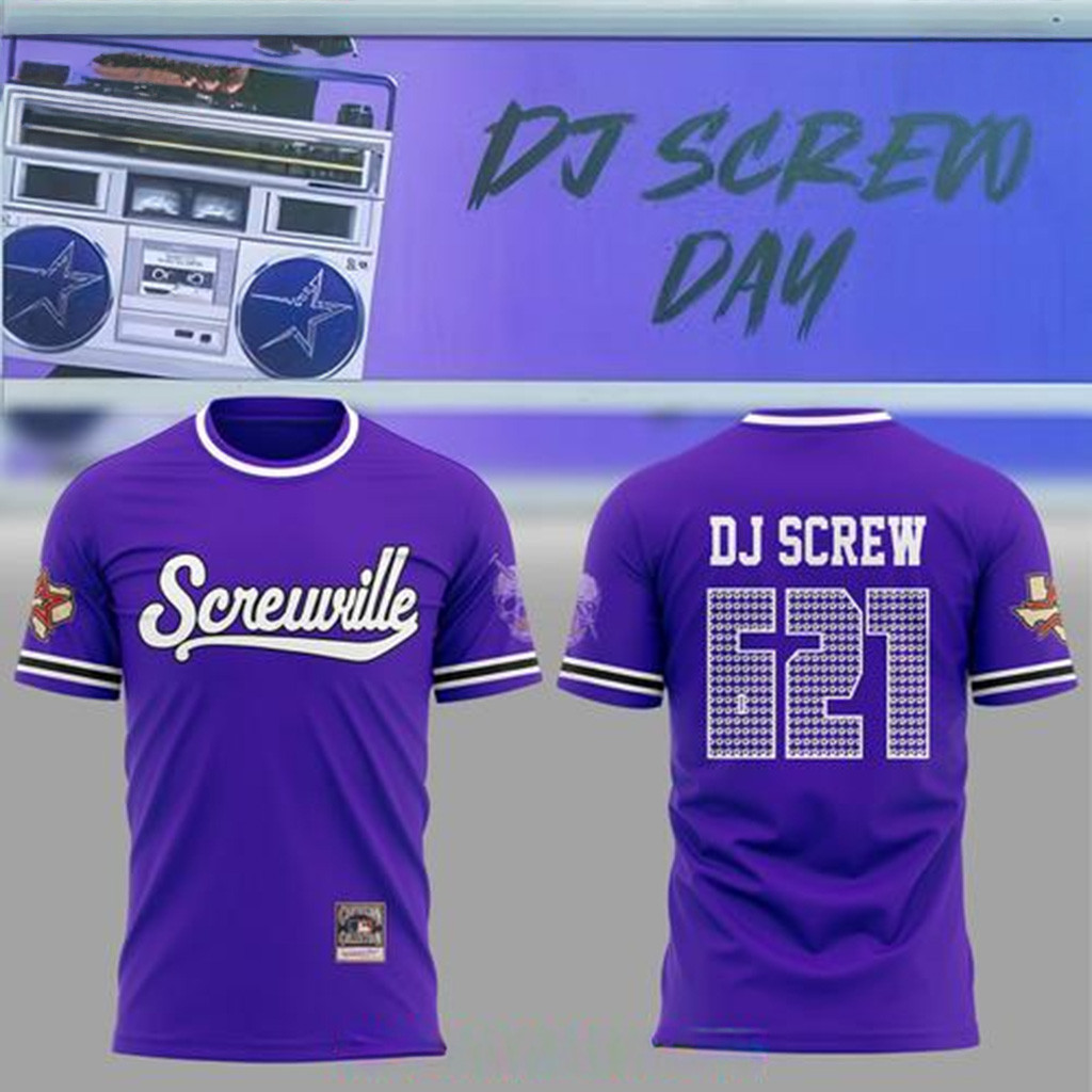 DJ Screw Screwville 621 Purple T-Shirt Gifts For Baseball Lovers-1