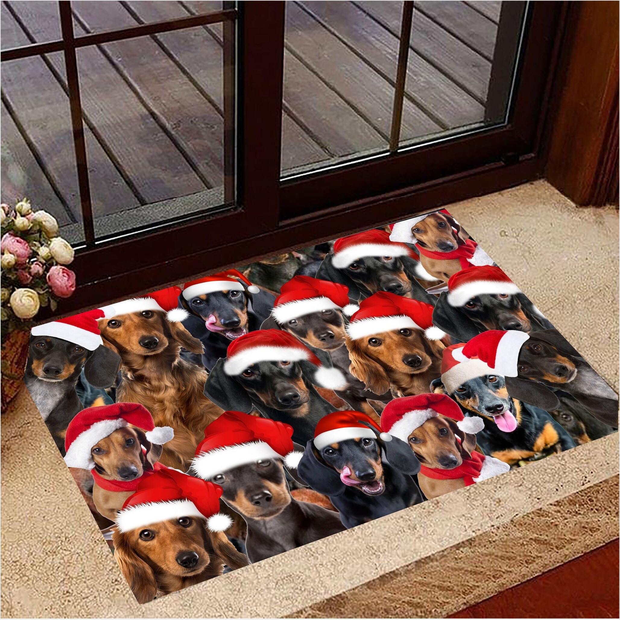 Dachshund Christmas Doormat Dog Welcome Mat Christmas Decorations Indoor Gifts For Friends-1