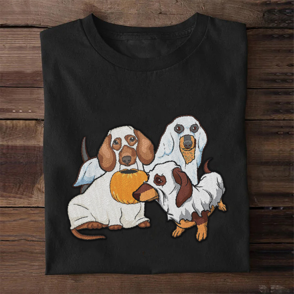 Dachshund Ghost Shirt Funny Halloween T-Shirt Gifts For Dachshund Lovers-1