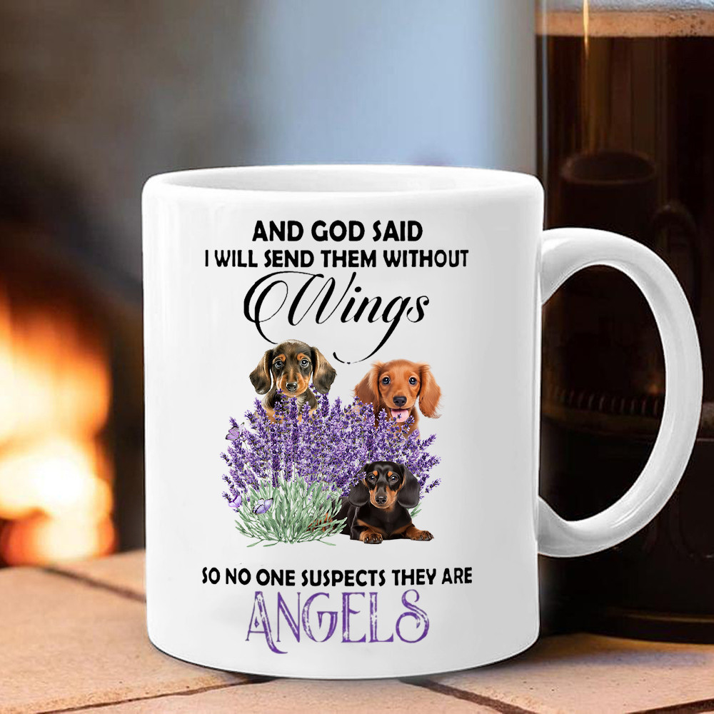 Dachshund Lavender And God I Will Send Them Without Wings Mug Gifts For Dachshund Lovers-1
