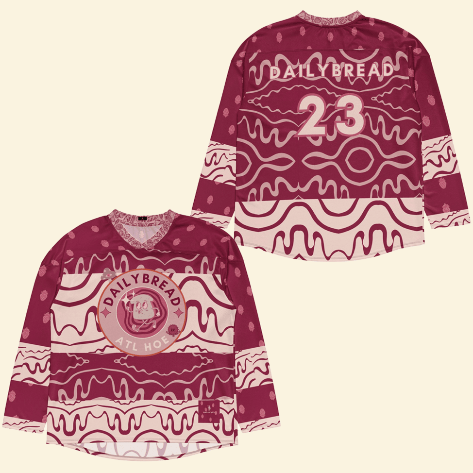 Daily Bread Merch Daily Bread Strawberry Jam Trippy EDM Rave Hockey Jersey Gifts For Music Fans-1
