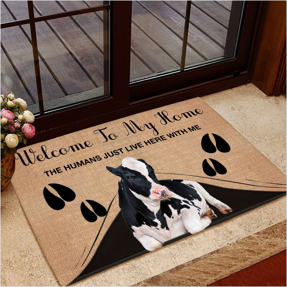 Dairy Cow Welcome To My Home Doormat Funny Welcome Mat Decor Cow Themed Gifts Gifts For Friends-1