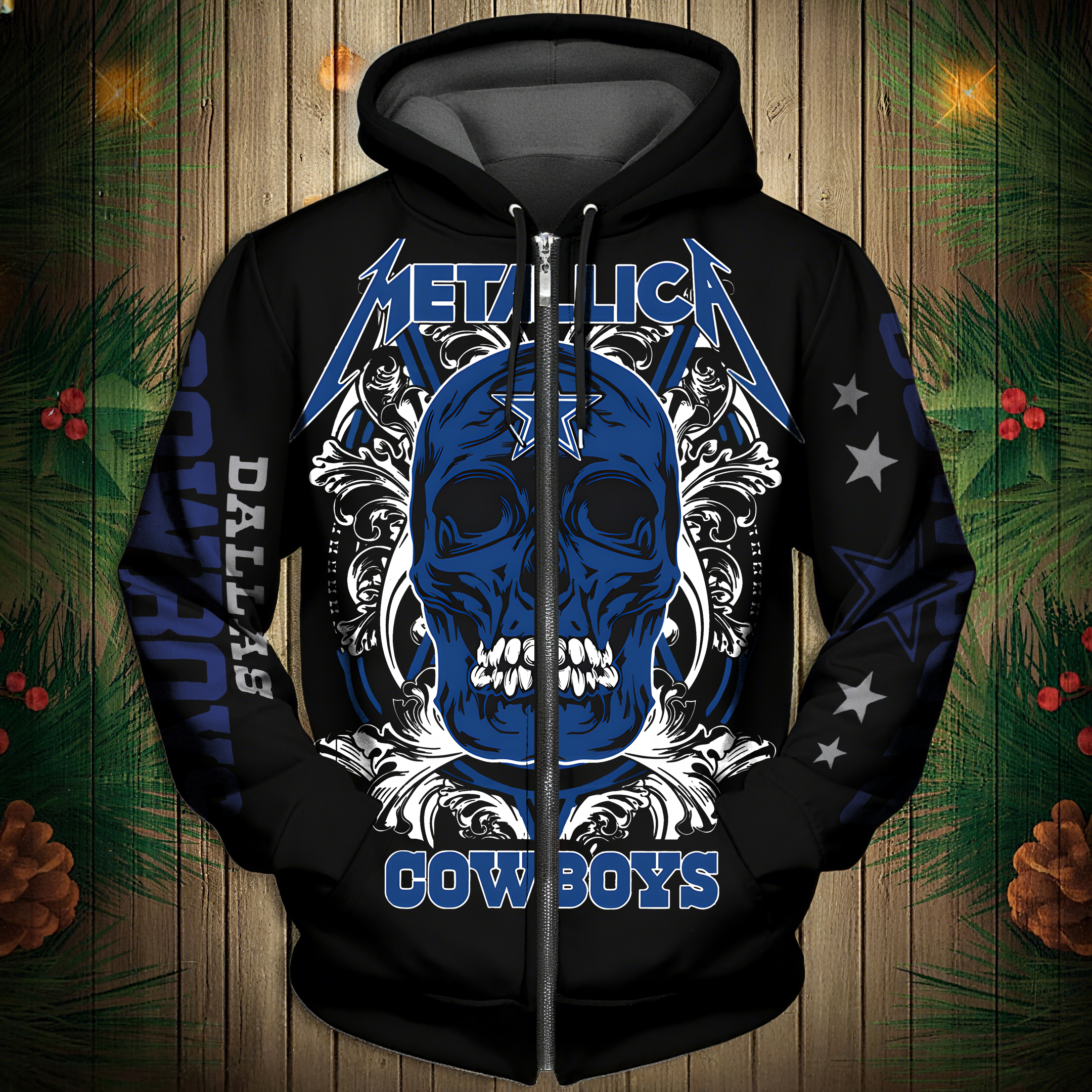 Dallas Cowboys 2025 New 3D Skull Graphic Hoodie-1
