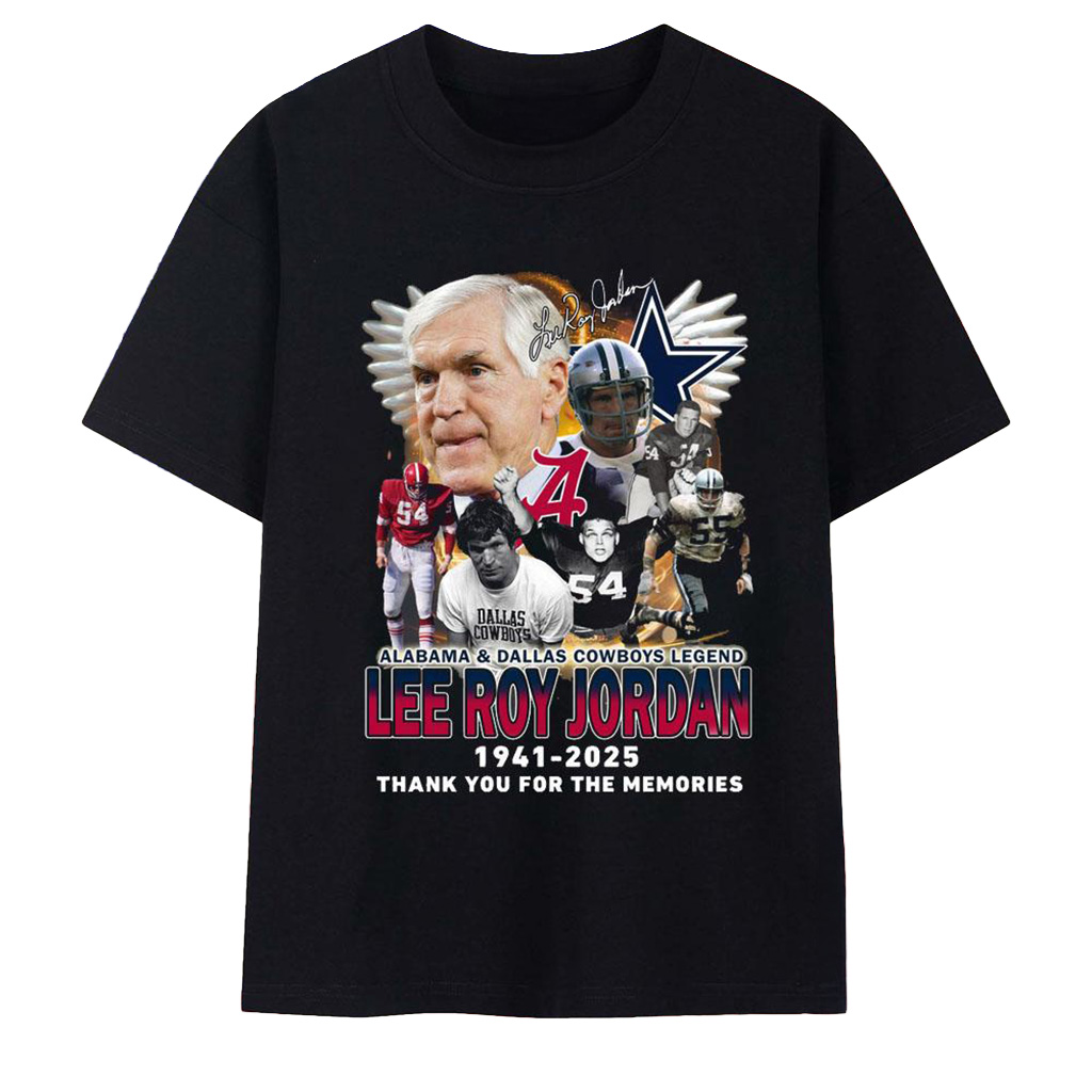 Dallas Cowboys Alabama Legend Lee Roy Jordan 1941 2025 T-Shirt Thank You For The Memories Shirt-1 Dallas Cowboys Alabama Legend Lee Roy Jordan 1941 2025 T-Shirt Thank You For The Memories Shirt-1