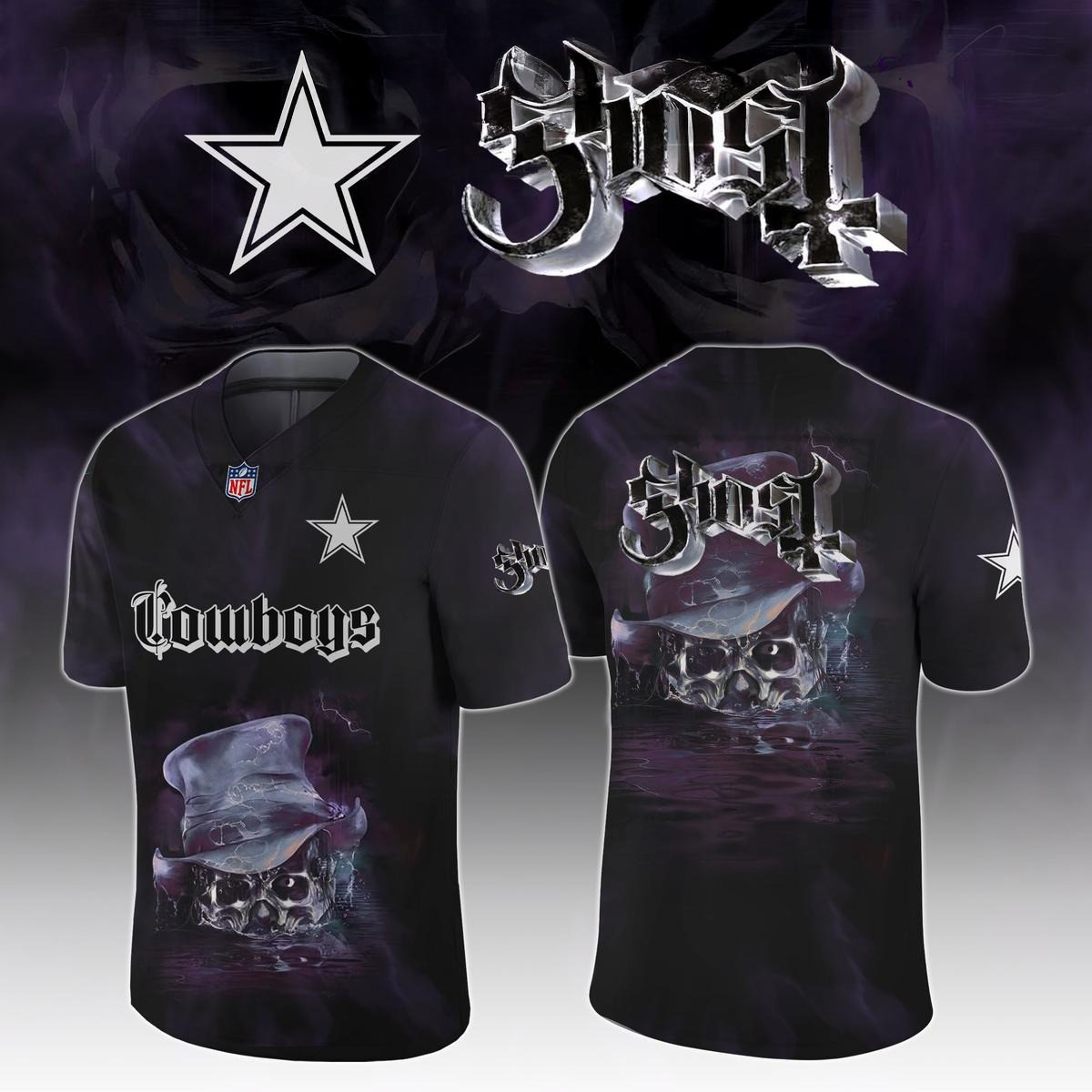 Dallas Cowboys Celebration Ghost Skeletour World Tour 2025 Football Jersey Dallas Cowboys Merch-1