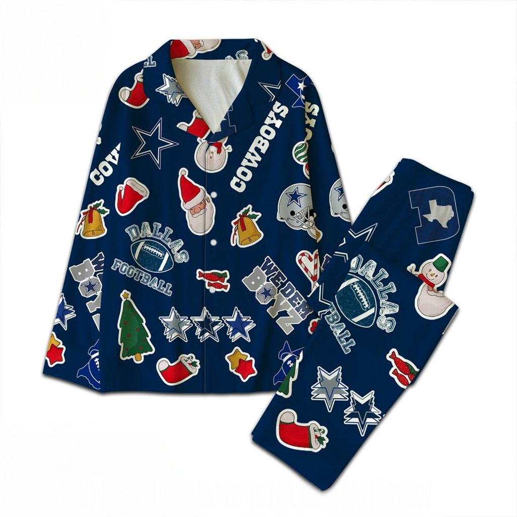 Dallas Cowboys Christmas Pajamas Set Dallas Cowboys Merch Xmas Presents For Wife-1