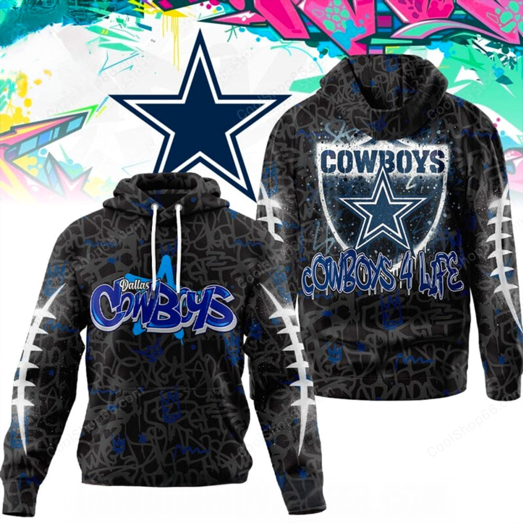 Dallas Cowboys Graffiti For Life Hoodie Dallas Cowboys Merch Christmas Gifts For Him-1