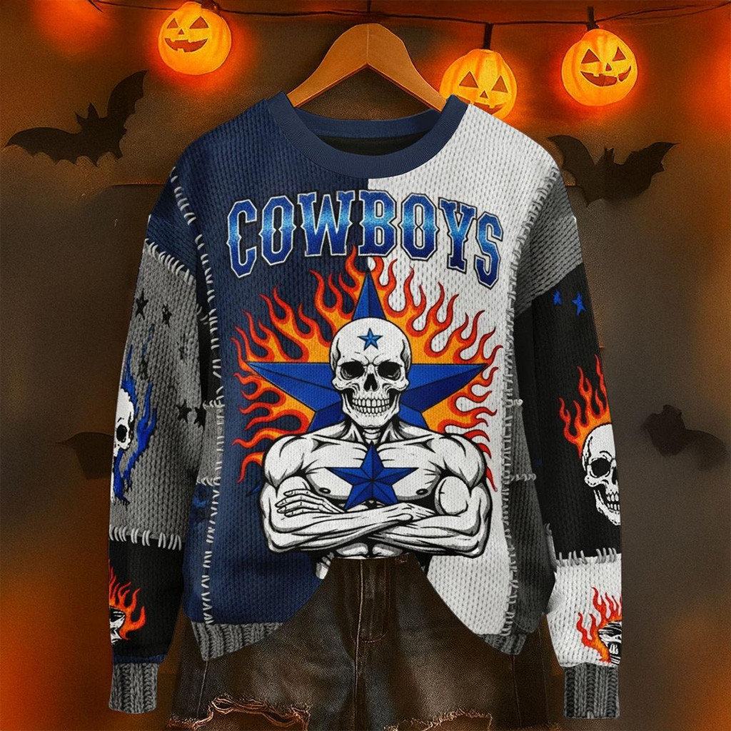 Dallas Cowboys Skeleton Halloween Ugly Sweater Dallas Cowboys Merch Best Football Gifts-1