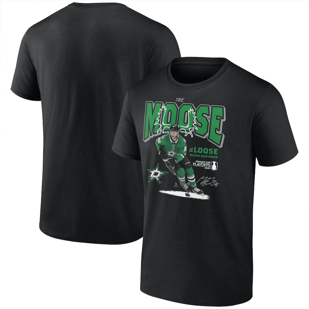 Dallas Stars Mikko Rantanen Black 2025 Stanley Cup Playoffs Elevated Player T-Shirt Fans Gifts-1