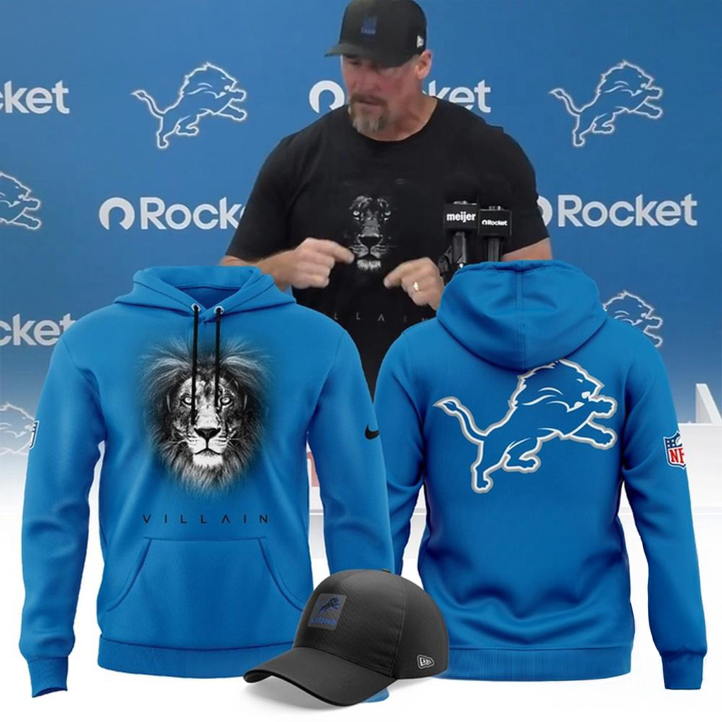 Dan Campbell Detroit Lions Villain 2025 Blue Hoodie Detroit Lions Merch Football Related Gifts-1