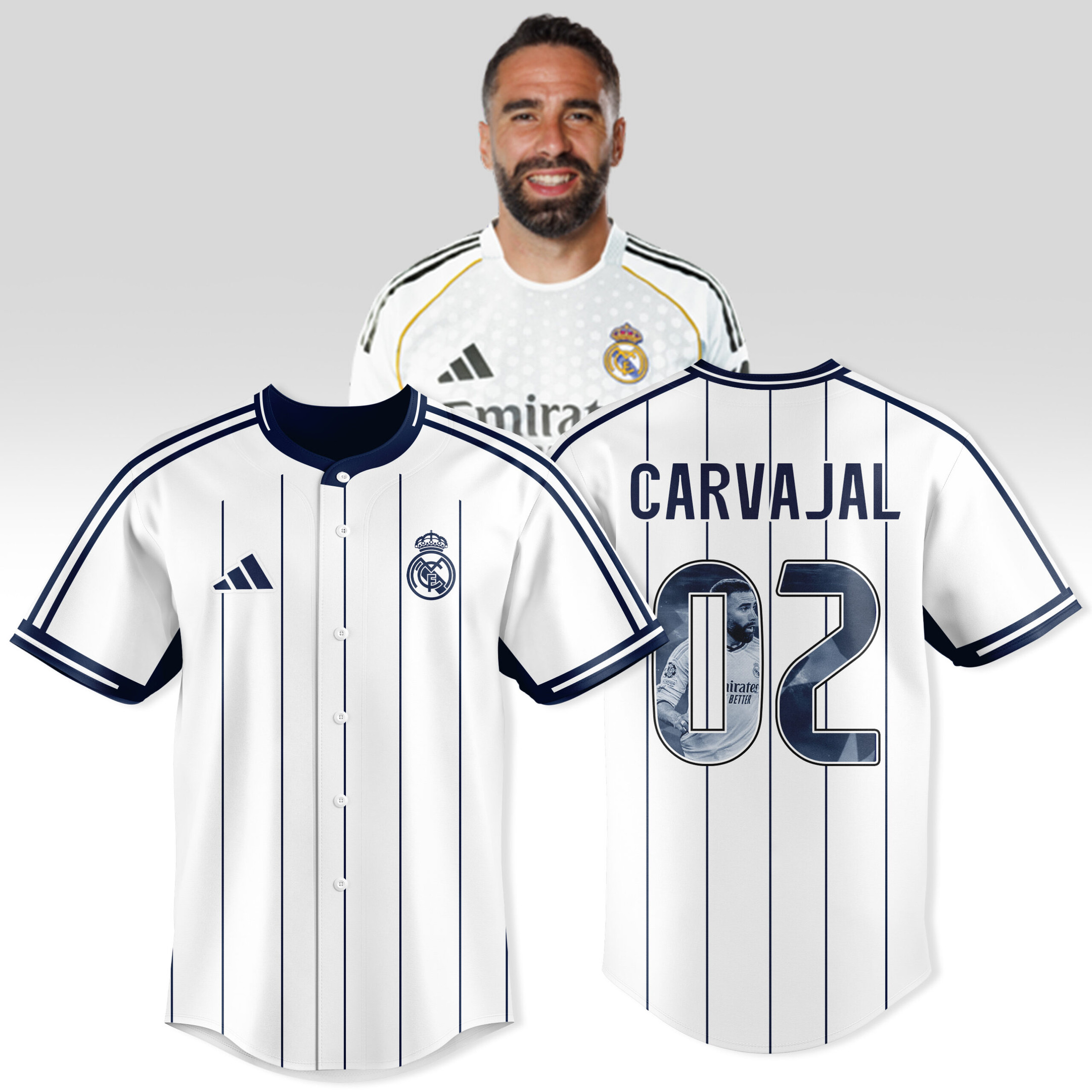 Dani Carvajal 02 Real Madrid Personalized Baseball Jersey For Fans-1