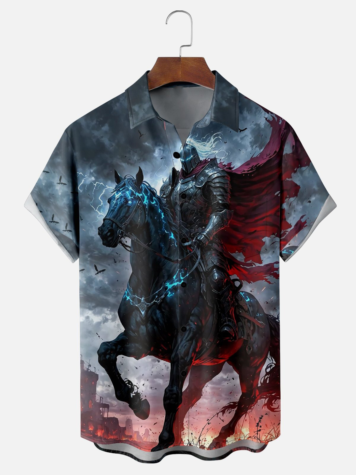 Dark Paladin Art Avant-garde Chest Pocket Casual Shirt-1