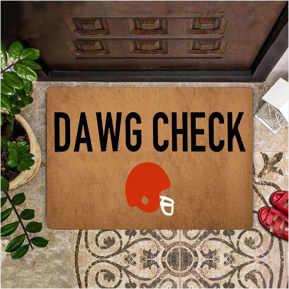 Dawg Check Cleveland Browns Doormat Cleveland Browns Logo Football Team Fan Gift Gifts For Fans-1