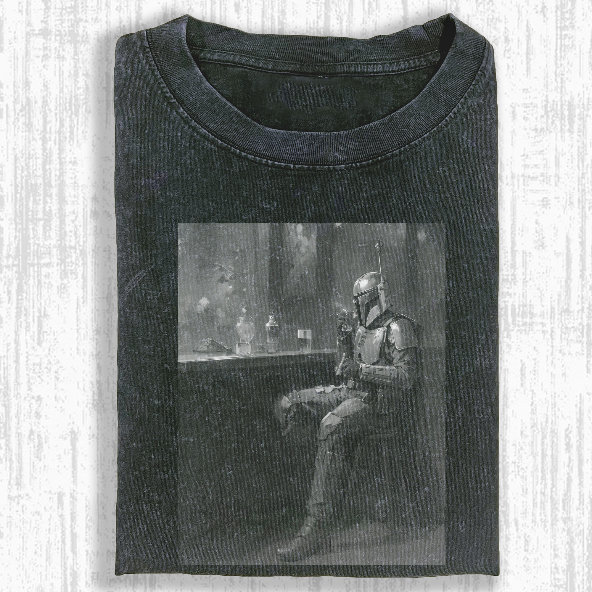 Dc Star Wars Drawing Of Boba Sitting In Bar Tshirt Cool Gifts For Star Wars Lovers-1