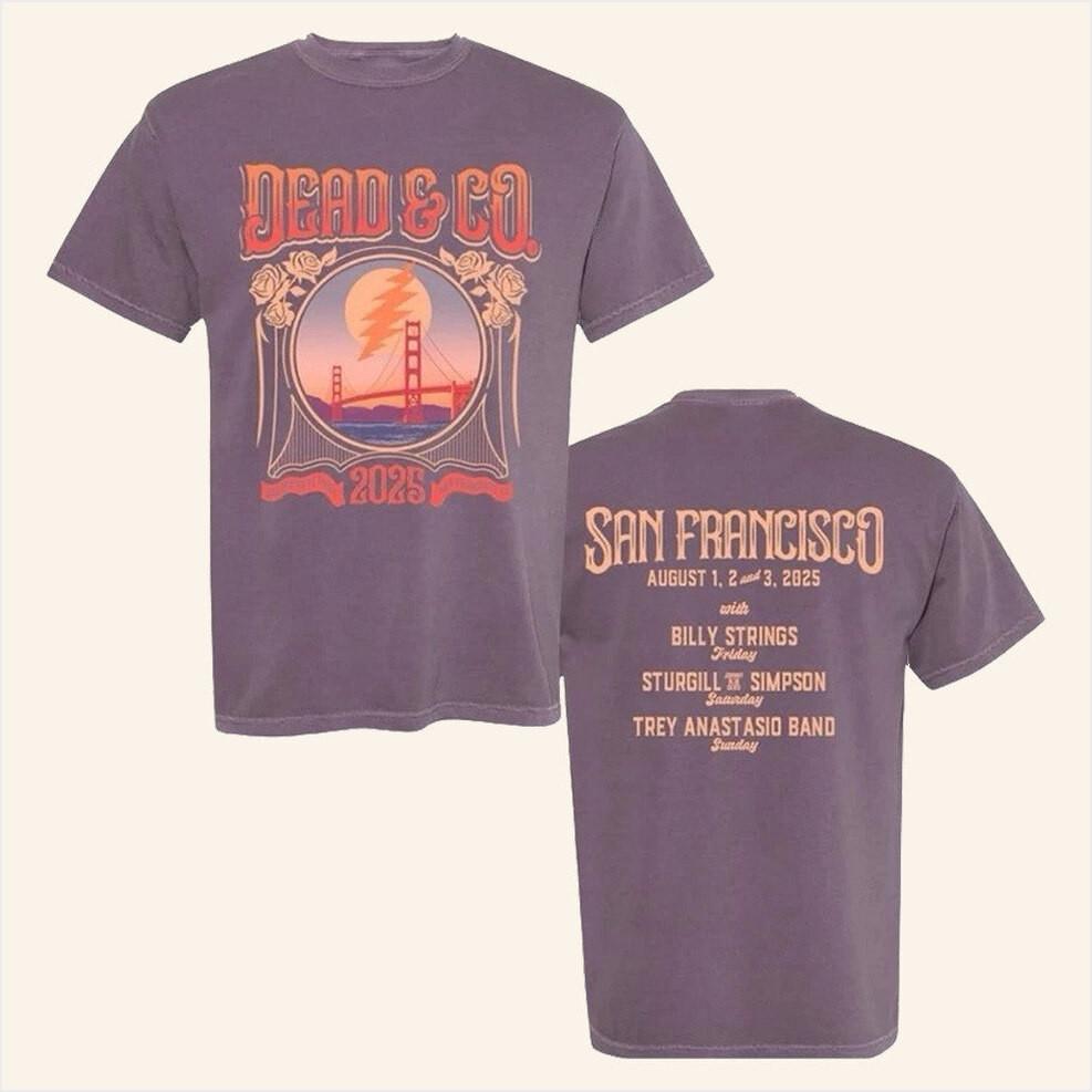 Dead And Co 60Th Anniversary Merch Purple Sf Bridge Shirt Gifts For Him Gifts For Besties-1