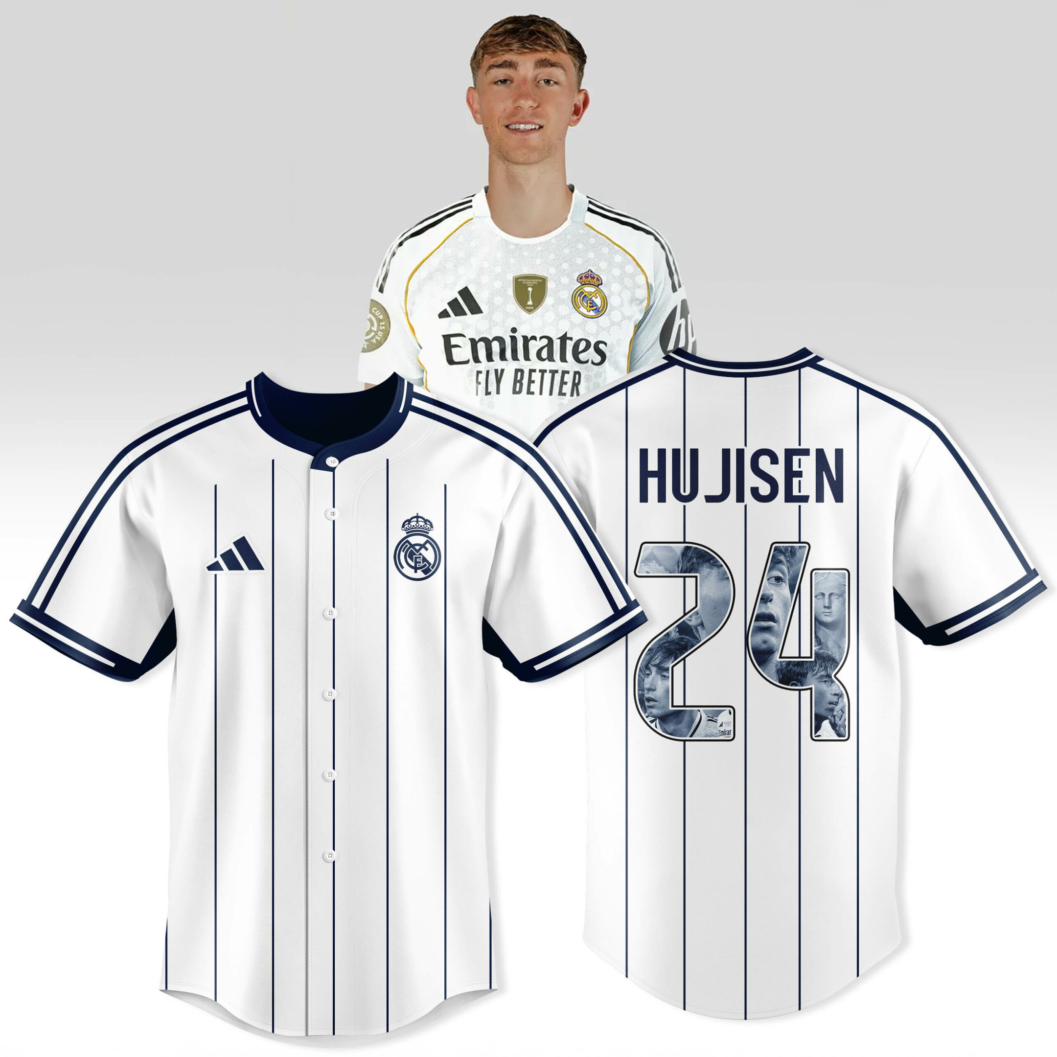 Dean Huijsen 24 Real Madrid Personalized Baseball Jersey For Fans-1