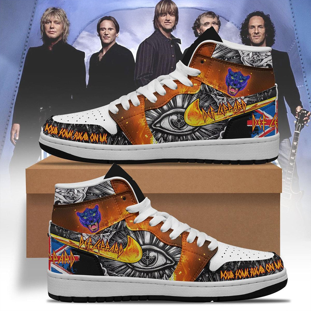 Def Leppard Pour Some Sugar On Me Air Jordan 1 Shoes Gifts For Rock Band Fans-1