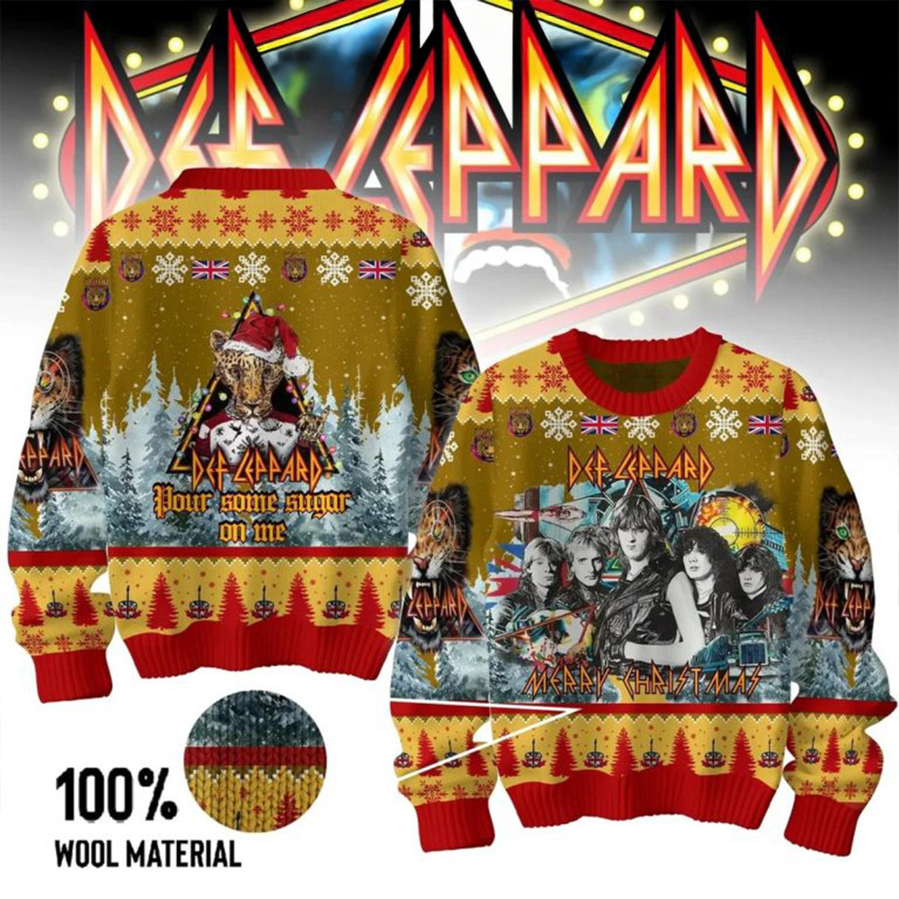 Def Leppard Some Sugar On Me Christmas Ugly Sweater Rock Band Gifts For Fans-1