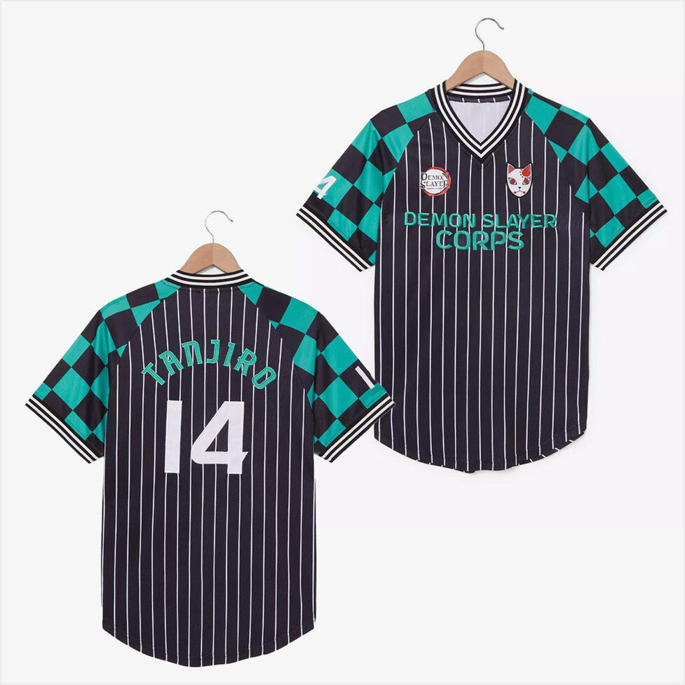 Demon Slayer Merch Demon Slayer Kimetsu No Yaiba Tanjiro Batting Jersey Gifts For Him-1