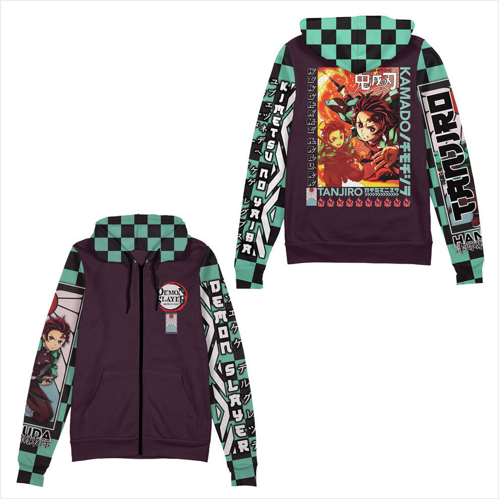 Demon Slayer Merch Kamado Tanjiro Demon Slayer Streetwear Zip Hoodie Gifts For Boyfriend-1