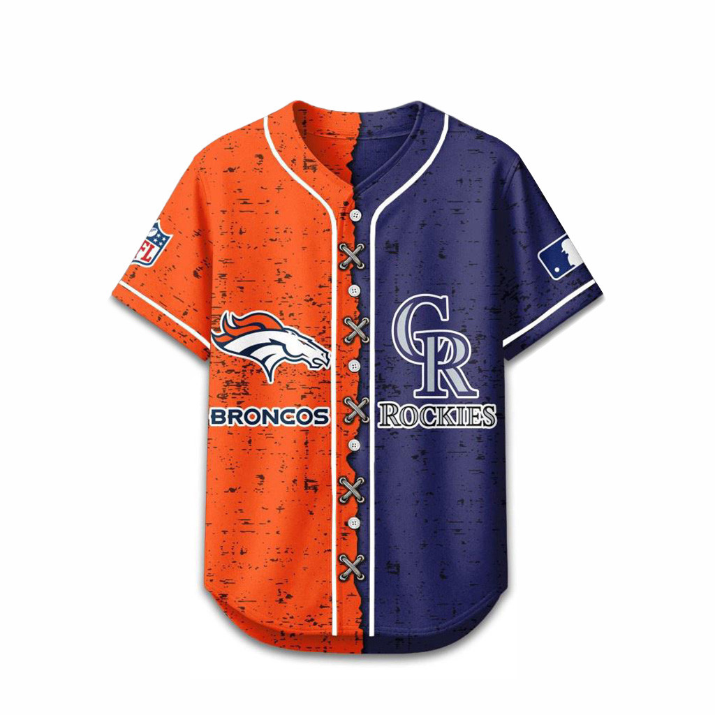 Denver Broncos Mix Colorado Rockies Sporty New Design Baseball Jersey Gifts For Fans-1