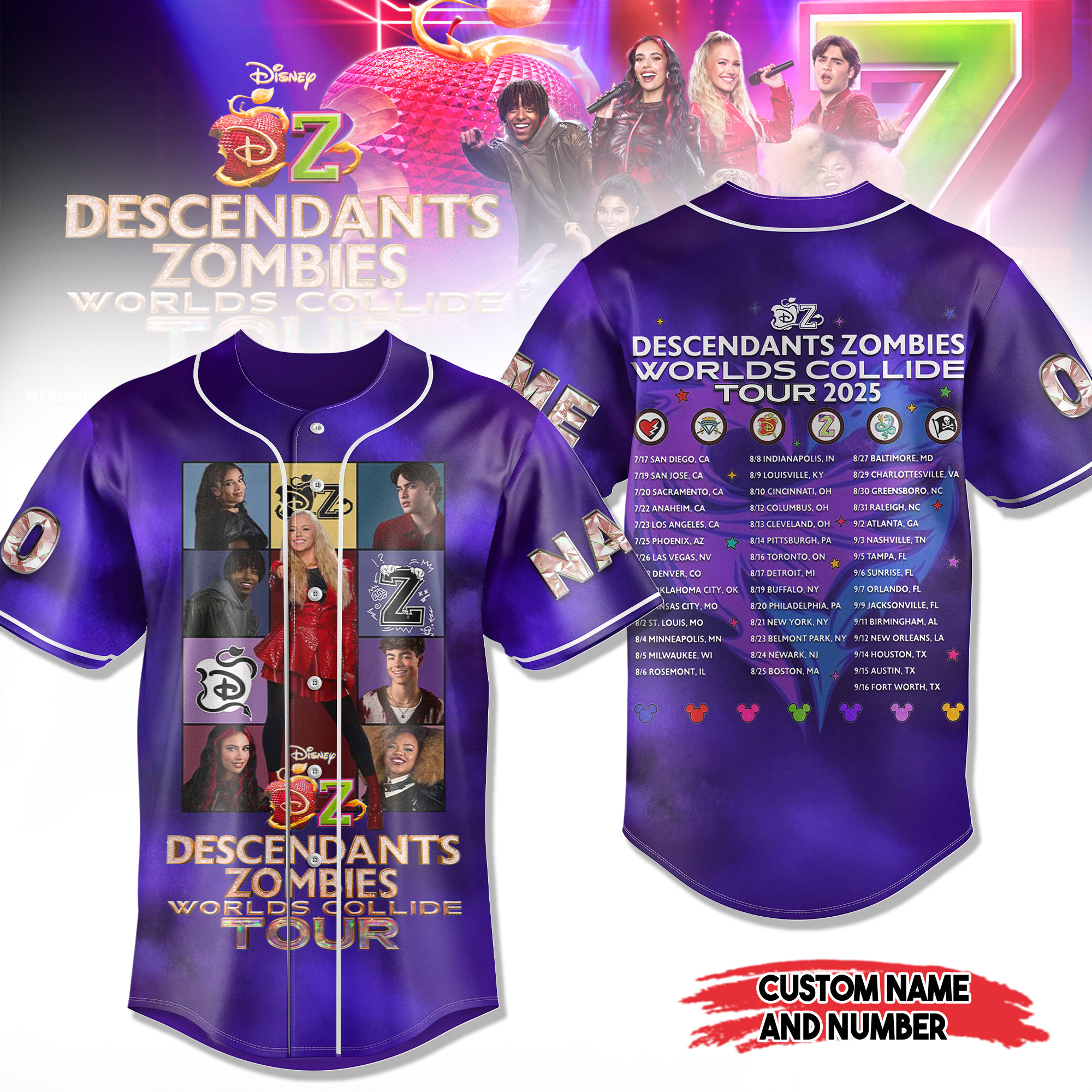 Descendants Zombies Disney Movie Personalized Baseball Jersey For Fans-1