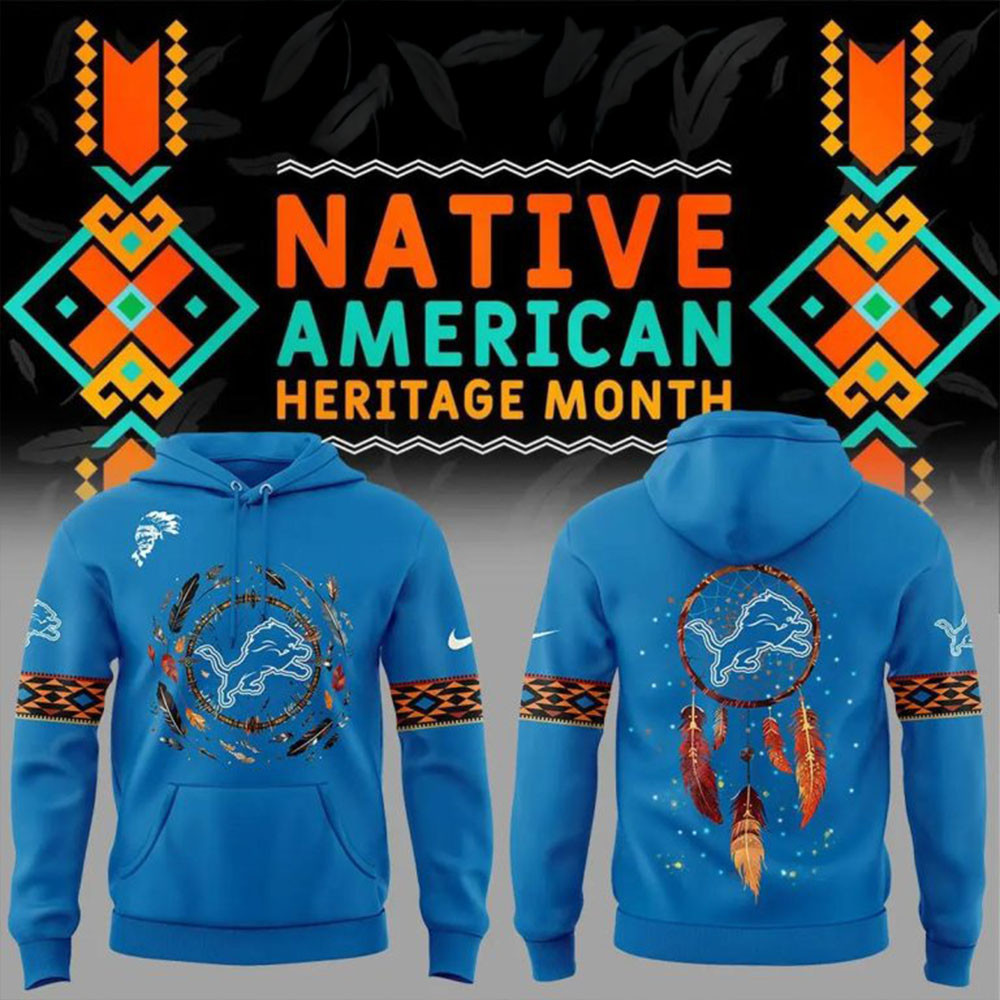 Detroit Lions Football Native American Heritage Month 2024 Hoodie Lions Merch Father's Day Gifts-1
