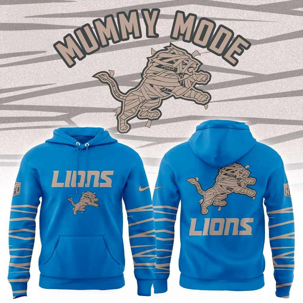 Detroit Lions Mummy Mode Hoodie Blue Lions Merch Christmas Gifts For Football Fan-1