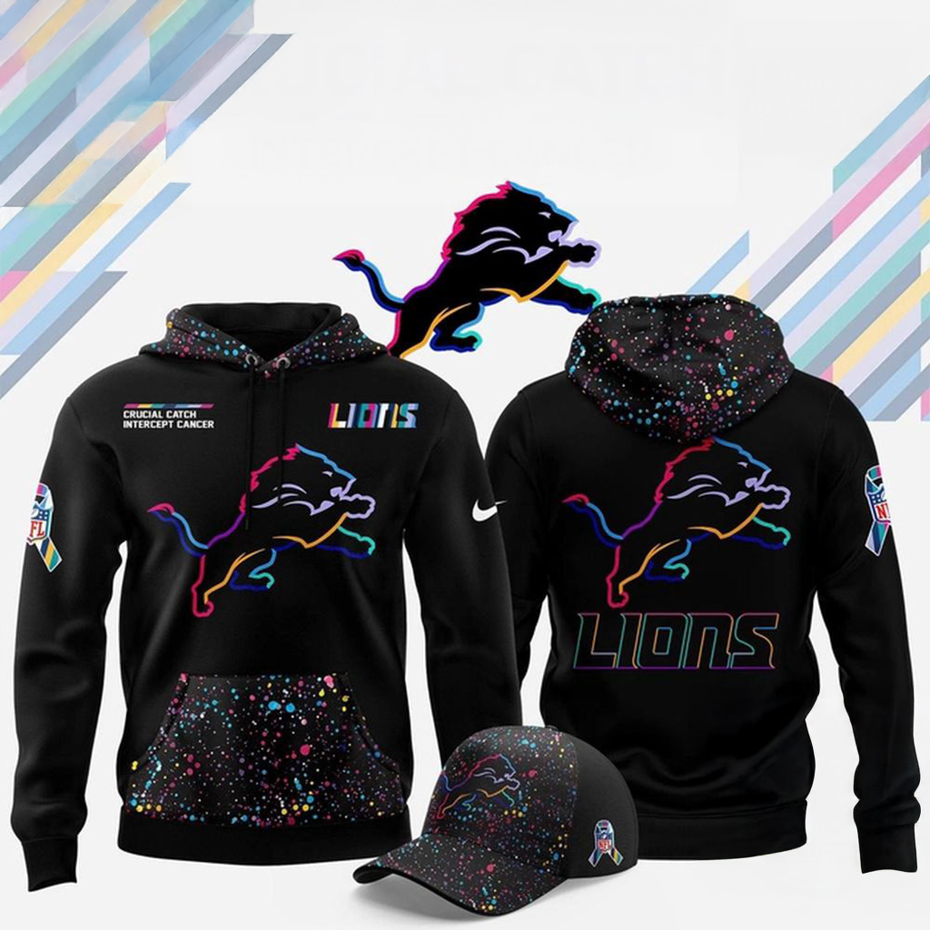 Detroit Lions NFL Crucial Catch 2025 Black Hoodie Detroit Lions Merch Gifts For Football Fan-1