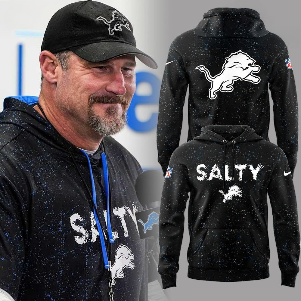 Detroit Lions Salty Sports Black 2025 Hoodie Detroit Lions Merch Father's Day Gifts For Husband-1