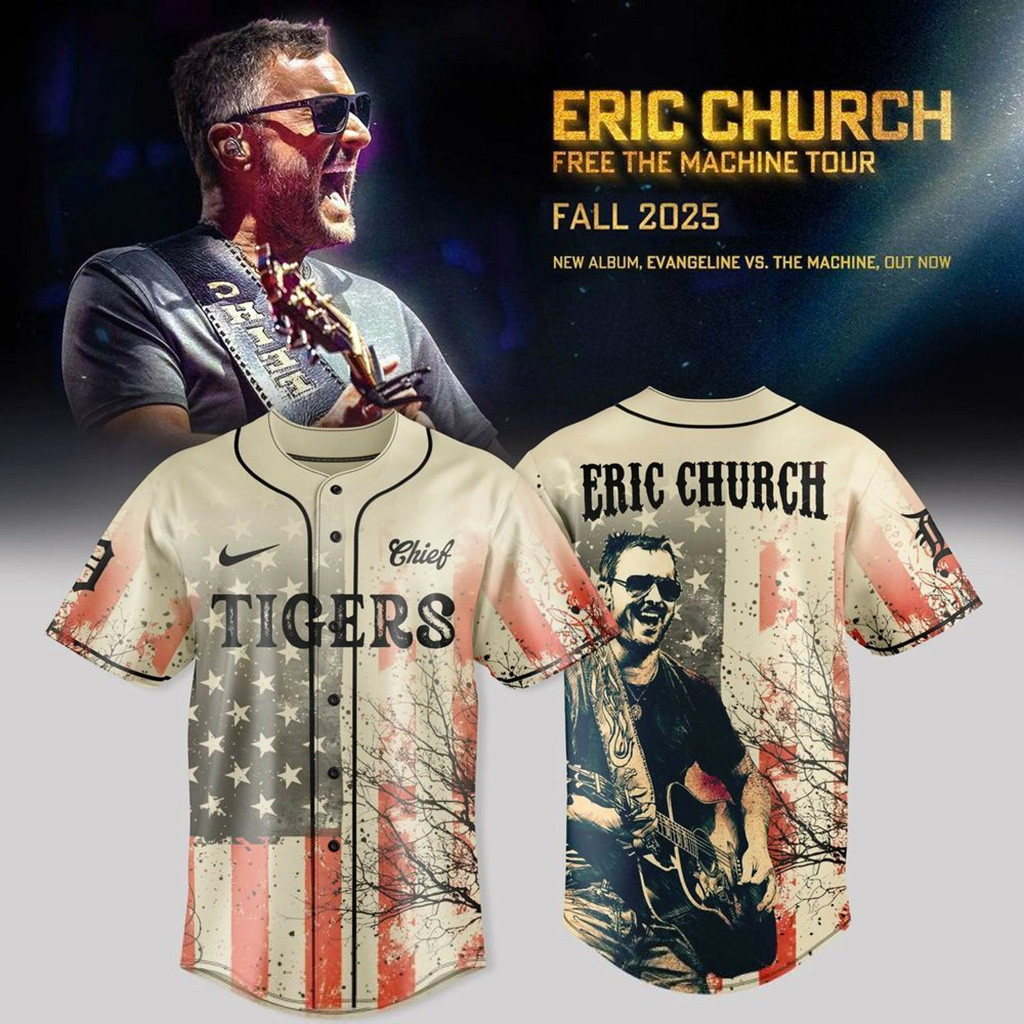 Detroit Lions X Eric Church Free The Machine Tour 2025 Jersey Detroit Lions Merch Fans Gifts-1