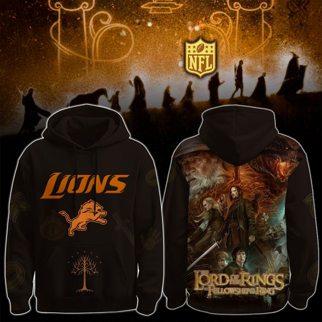 Detroit Lions X The Lord Of The Rings The Fellowship Of The Ring Hoodie Detroit Lions Merch-1