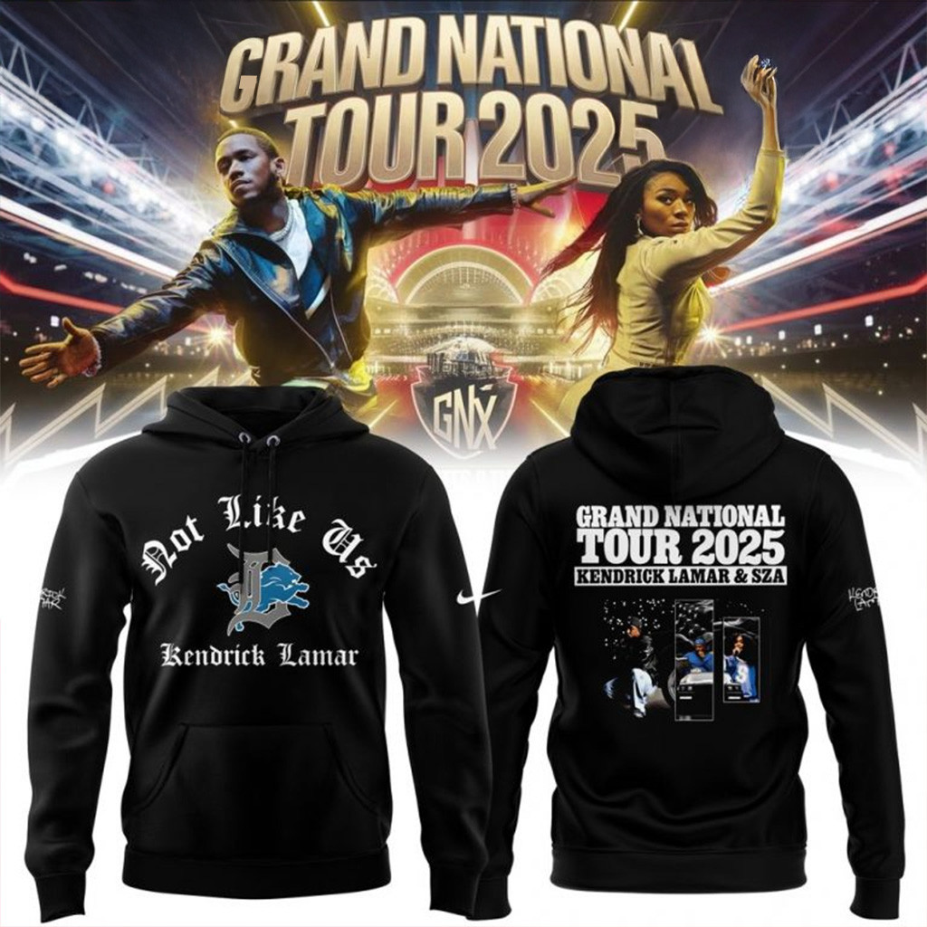 Detroit Lions x Kendrick Lamar Grand National Tour Exclusive Version Black Hoodie Gifts For Fans-1