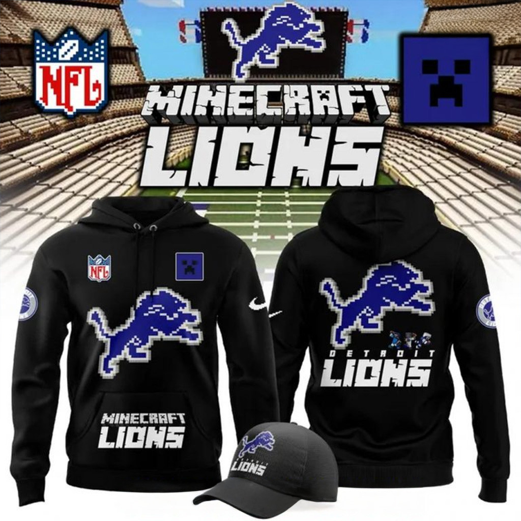 Detroit Lions x Minecraft 2025 Hoodie Detroit Lions Merch Best Gifts For Football Fans-1