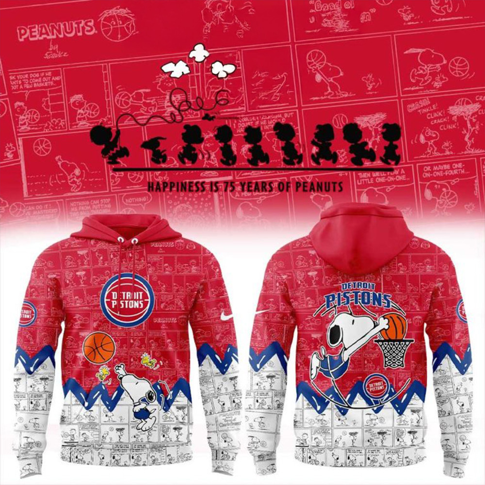 Detroit Pistons Wizards 75th Anniversary Snoopy Peanuts Hoodie Basketball Fan Gift Ideas-1