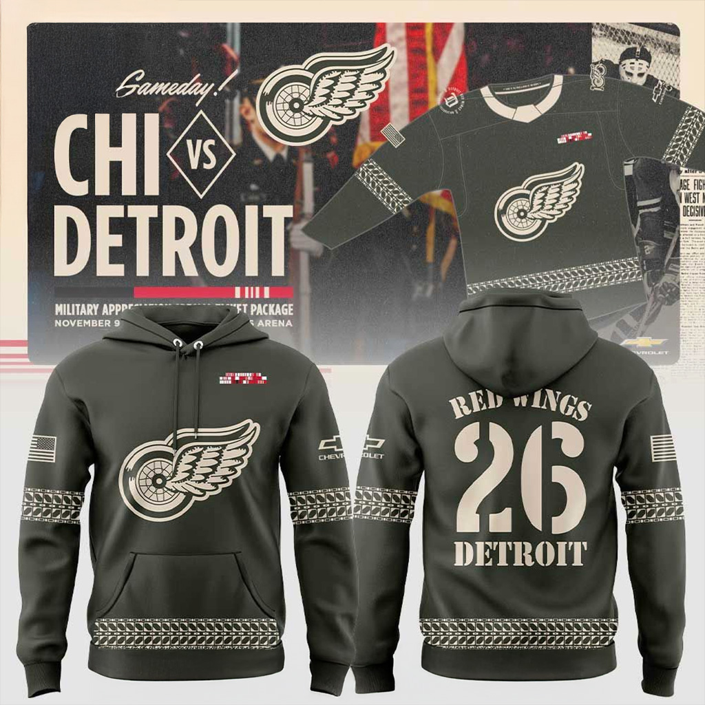 Detroit Red Wings X Military Appreciation 2025 Hoodie Wings Merch Gifts For Fan-1
