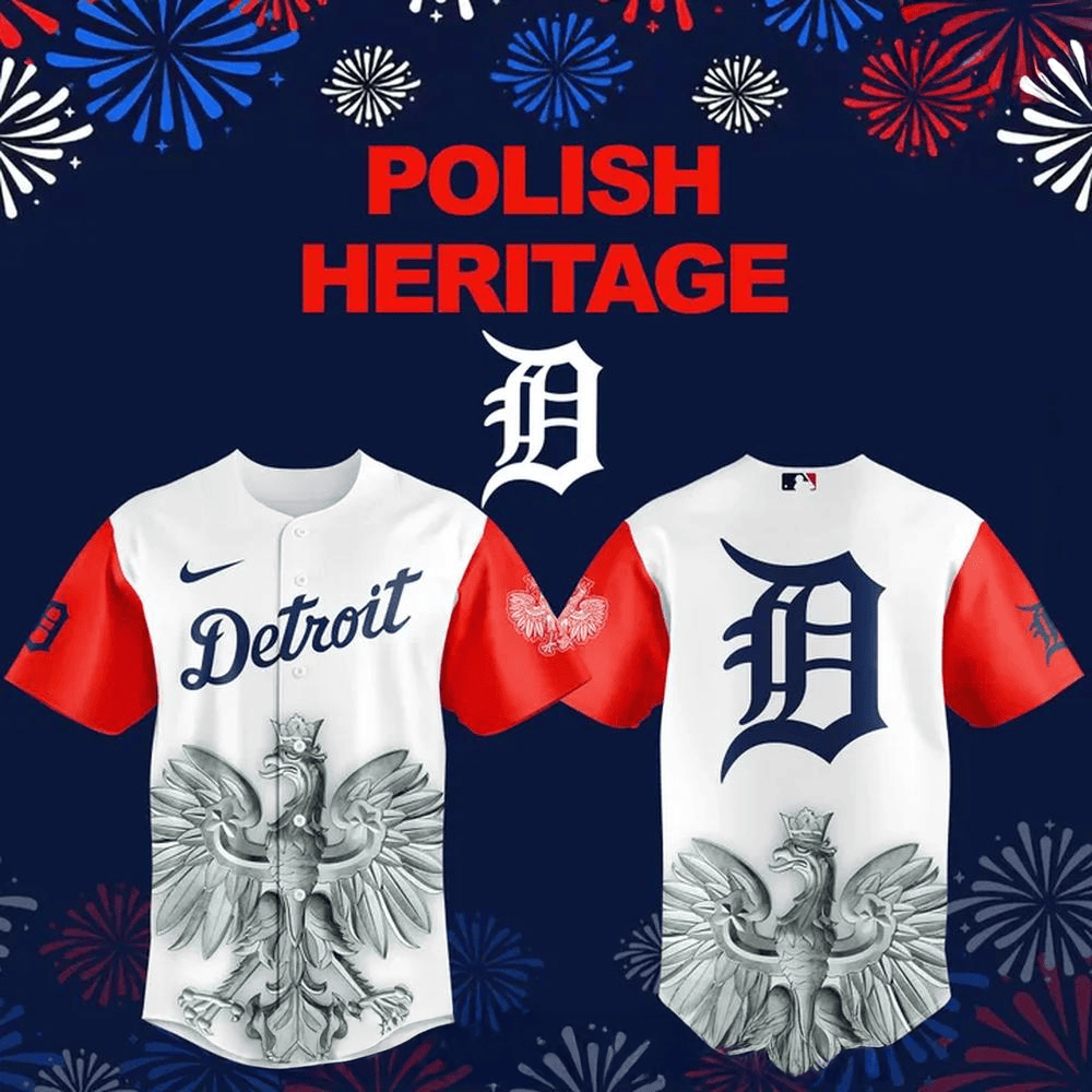 Detroit Tigers 2025 Polish Heritage Special Jersey Detroit Tigers Merch Gifts For Baseball Fans-1