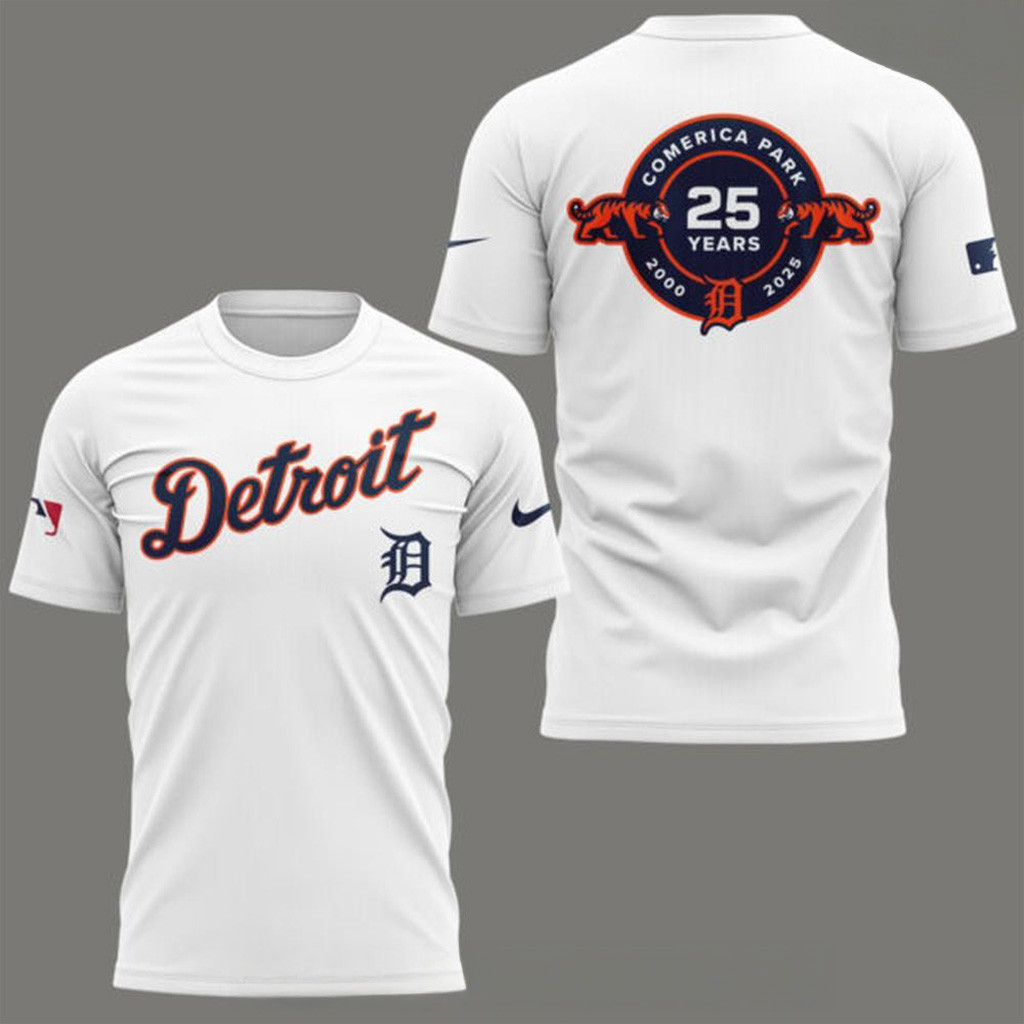 Detroit Tigers 25th Anniversary Of Comerica Park T-Shirt Detroit Tigers Merch Fans Gifts-1