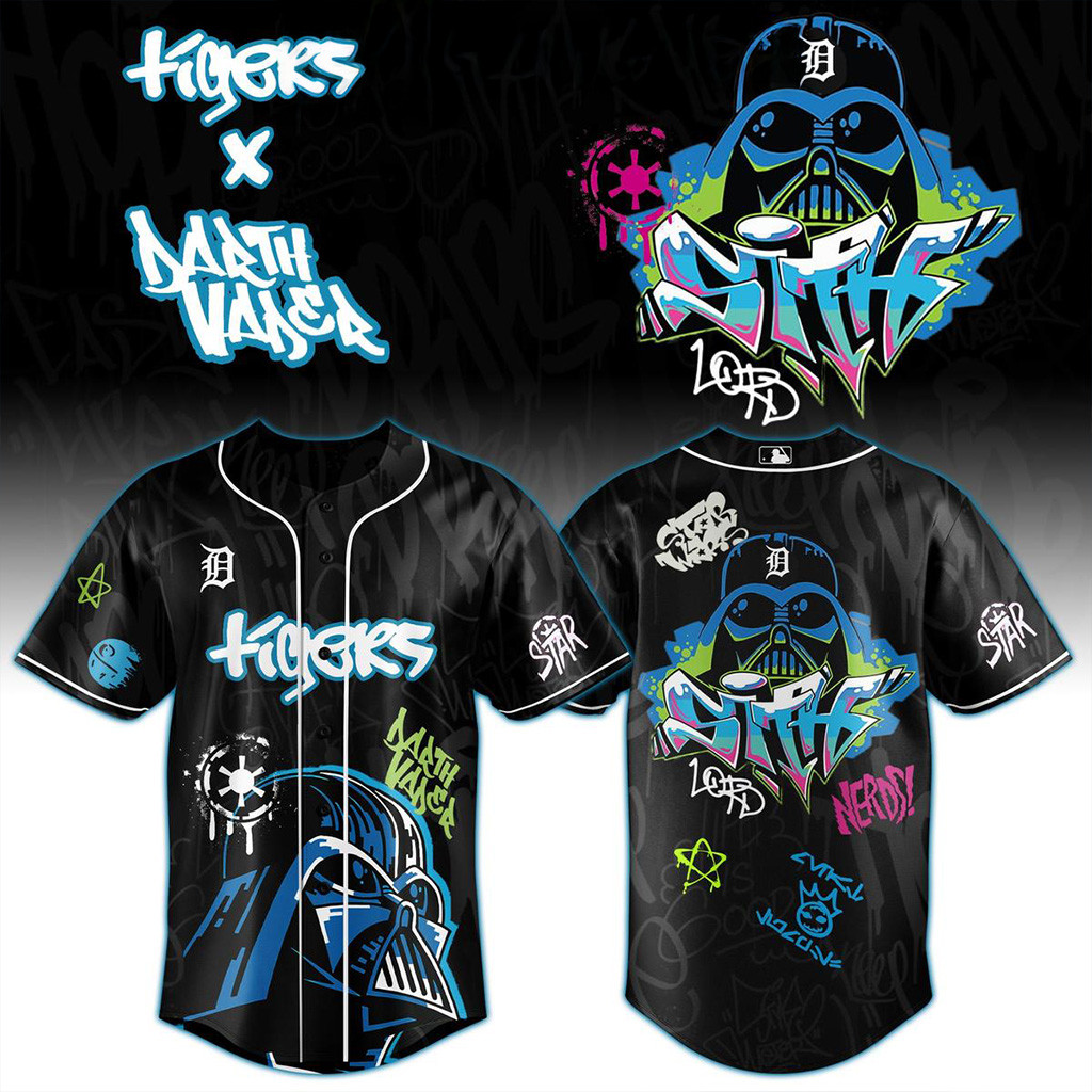Detroit Tigers Graffiti Darth Vader 2025 Jersey Detroit Tigers Merch Gifts For Son-1