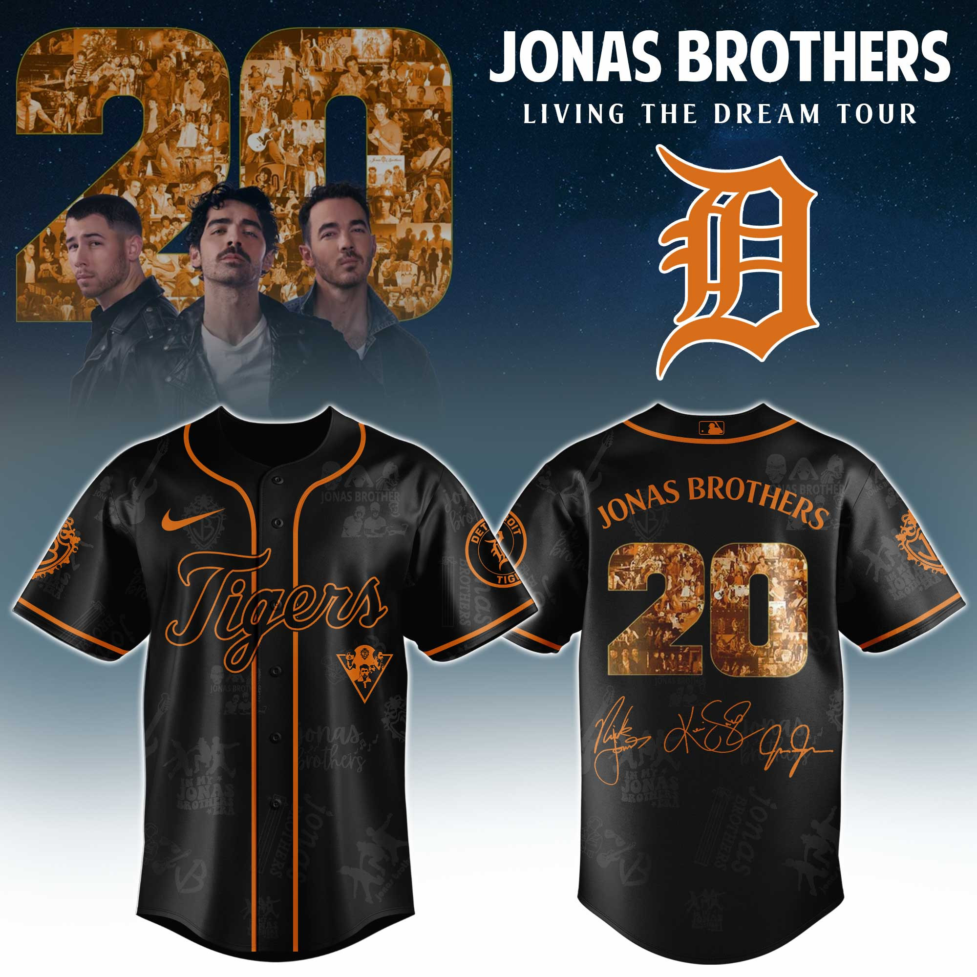 Detroit Tigers Mlb X Jonas Brothers Tour Personalized Baseball Jersey For Fans-1