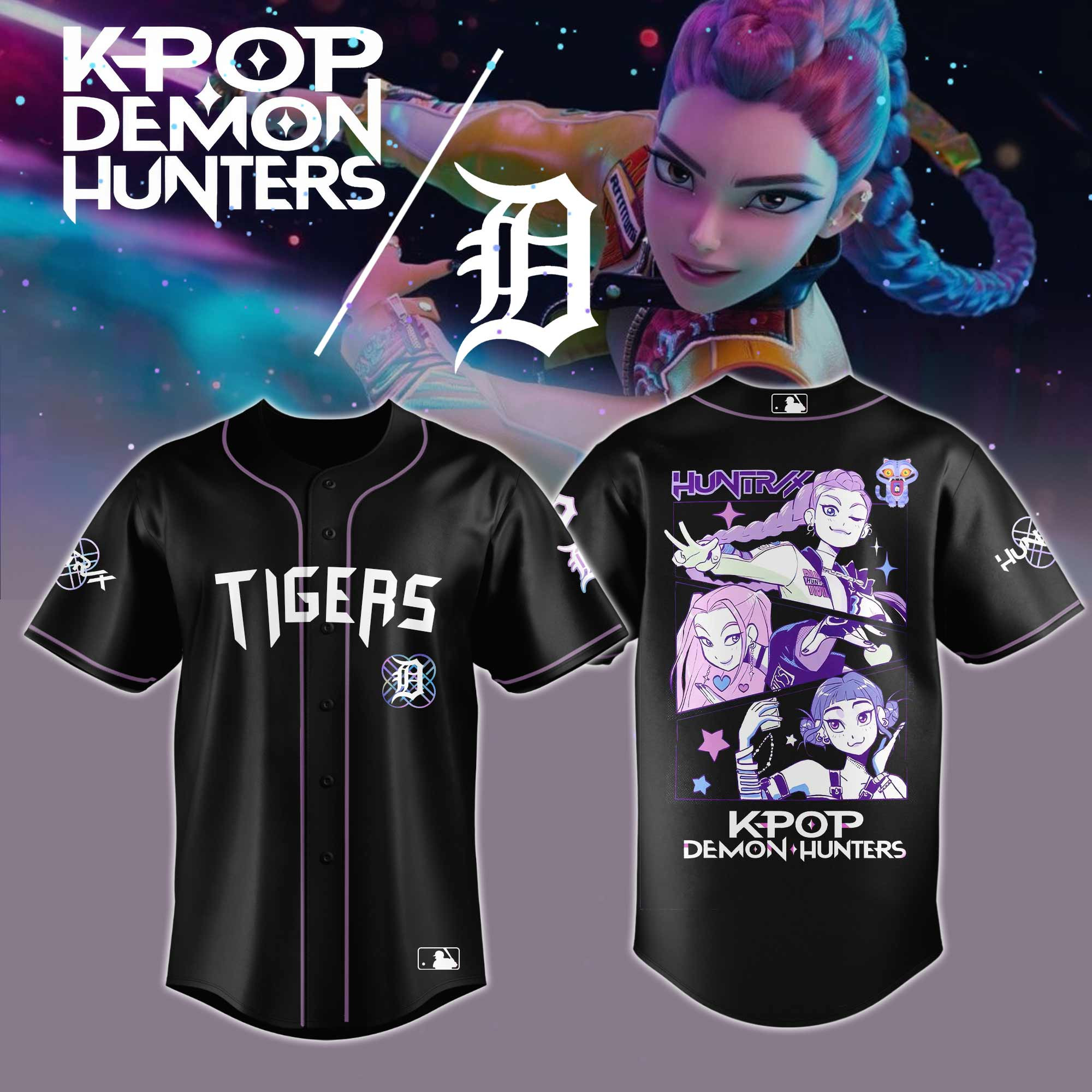 Detroit Tigers Mlb X Kpop Demon Hunters Baseball Jersey For Fans-1