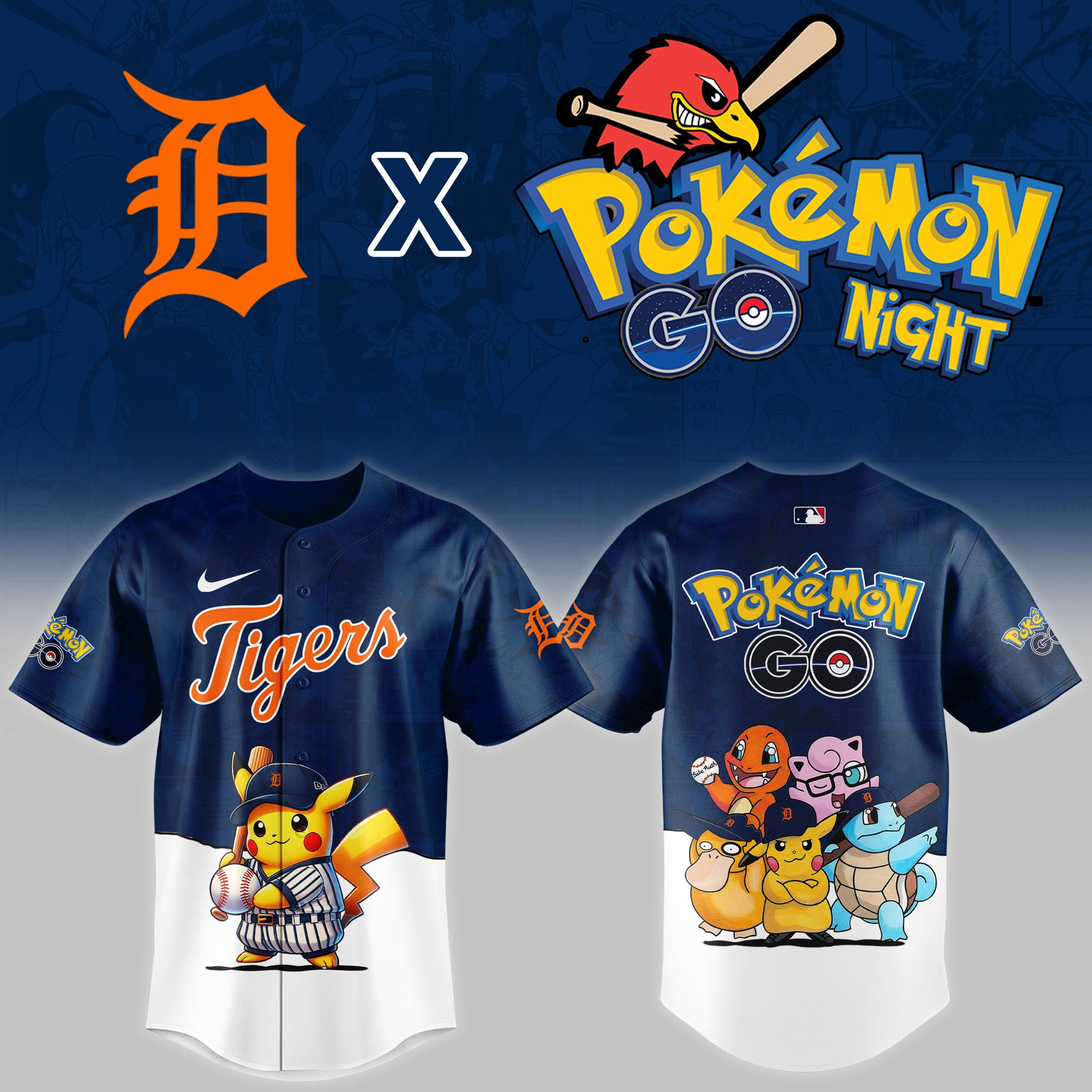 Detroit Tigers Mlb X Pokemon Go Night Baseball Jersey For Fan-1