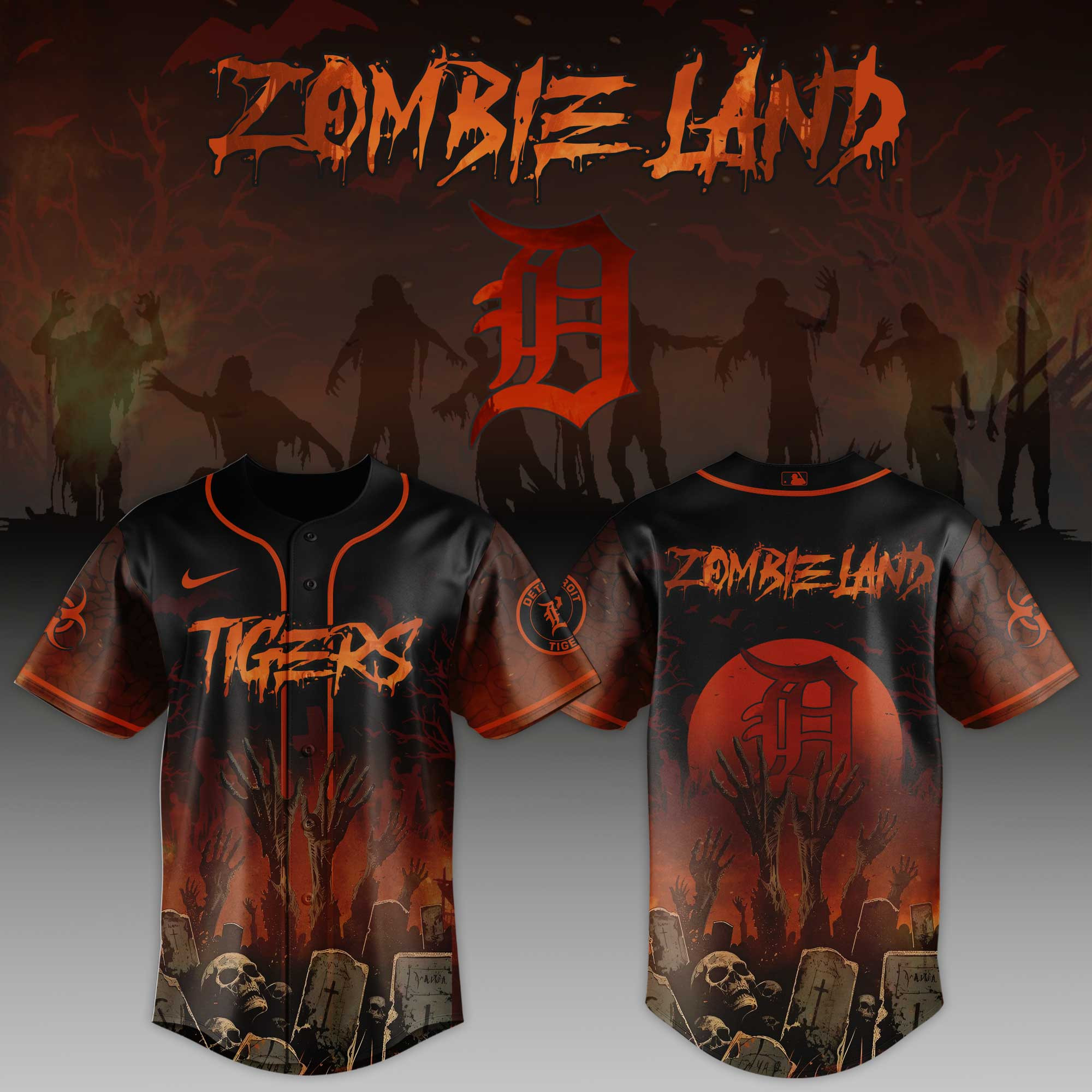 Detroit Tigers Mlb X Zombie Land Baseball Jersey For Fans-1