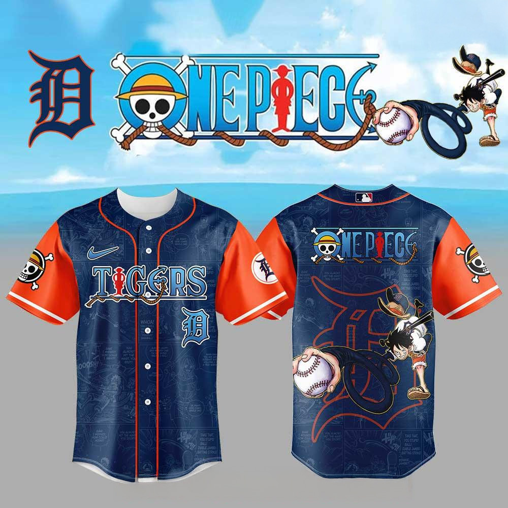 Detroit Tigers One Piece Night Game Limited Edition Blue Baseball Jersey Detroit Tigers Merch-1