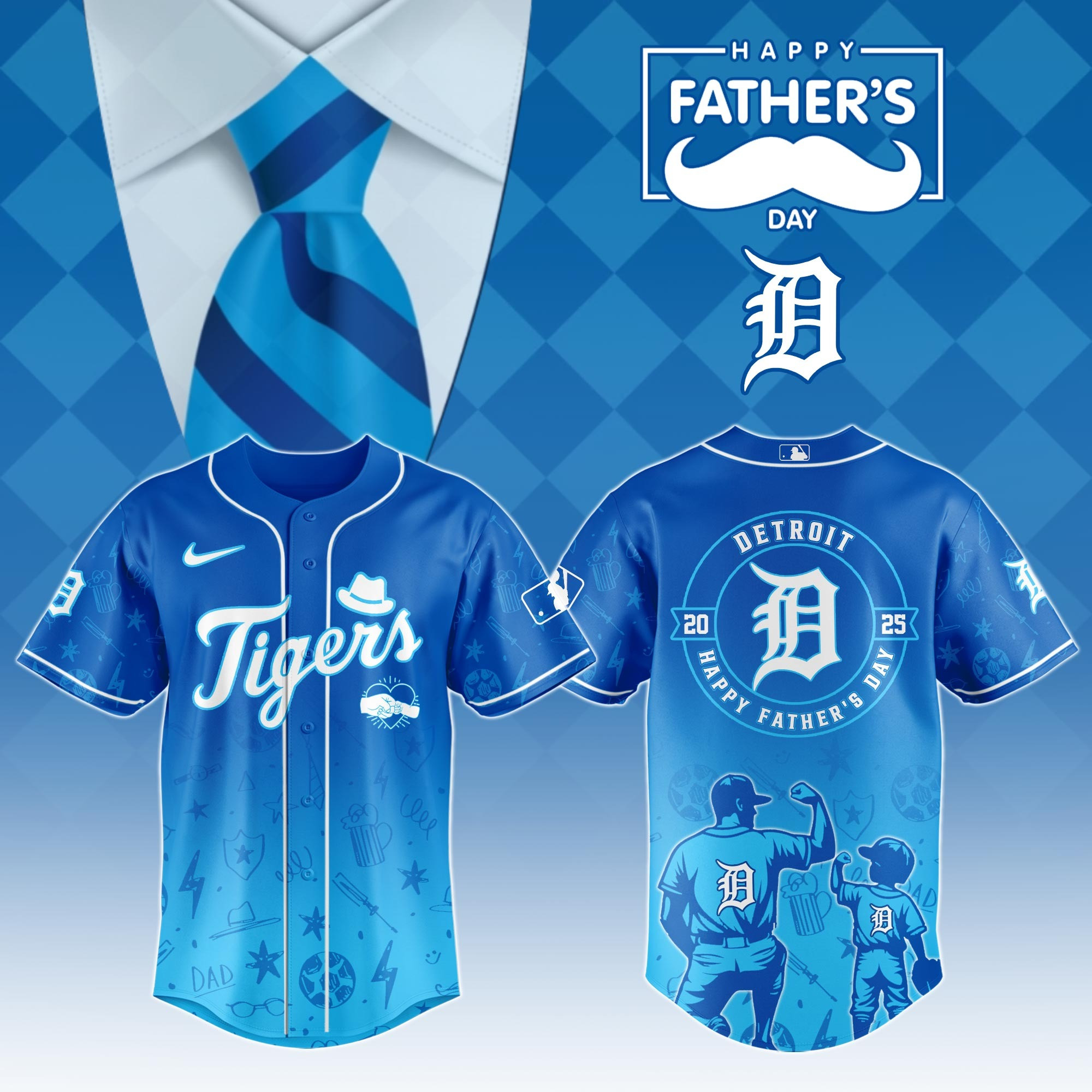 Detroit Tigers Special Father's Day 2025 Limited Edition Jersey Detroit Tigers Merch-1