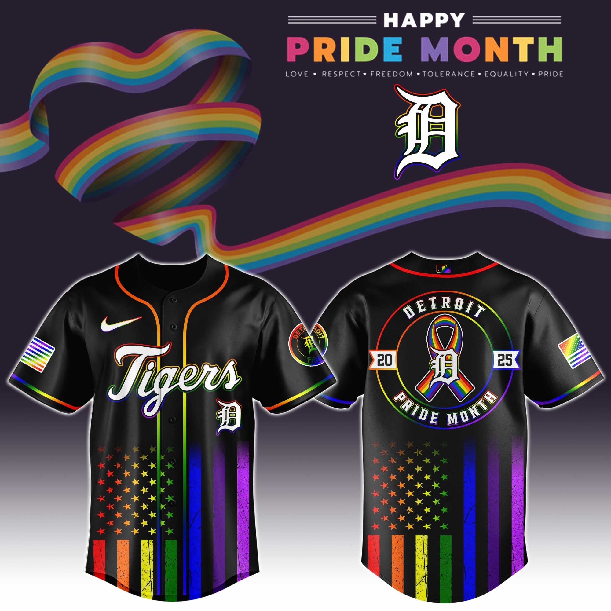 Detroit Tigers Special Pride Month Jersey Presents For Baseball Lovers-1